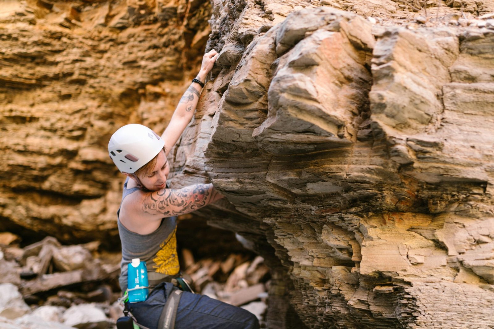 A Woman Doing Rock Climbing